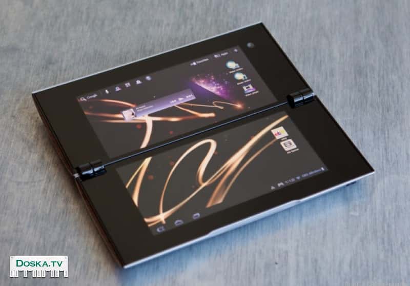 Планшетный компьютер с двумя сенсорными экранами, двумя камерами и 17