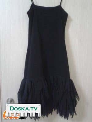 чёрное нарядное платье, вышитое бисером. Размер M- 36 (44)