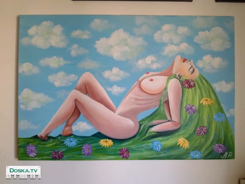 Картина, написана акриловыми красками на холсте размером 60х40 см.