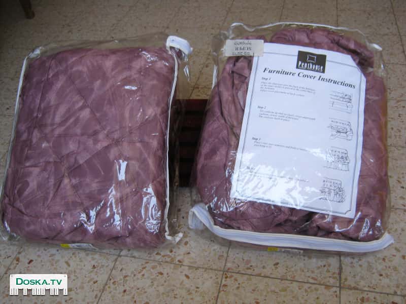 Комплект чехлов для кресел, 2 чехла из ткани малинового цвета,