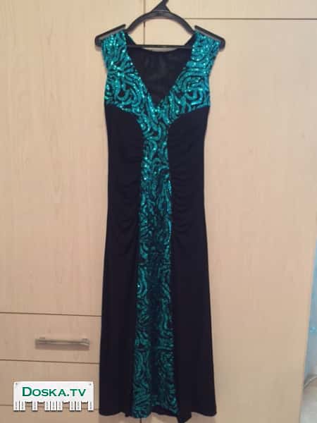 Платье для торжественных случаев, длинное в пол, черного цвета с