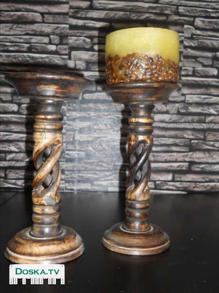 Деревянные подсвечники резные, высота 30 см. Цена за один.