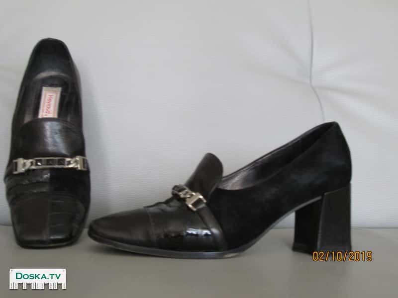 Туфли женские  ерные кожаные размер 38 б/у в хорошем