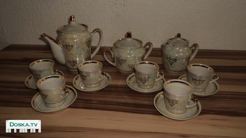 сервиз кофейный в позолоте. На 6 персон. 15 предметов. Сервиз