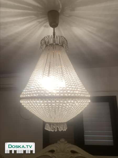 Люстра середина прошлого века богемский хрусталь.
