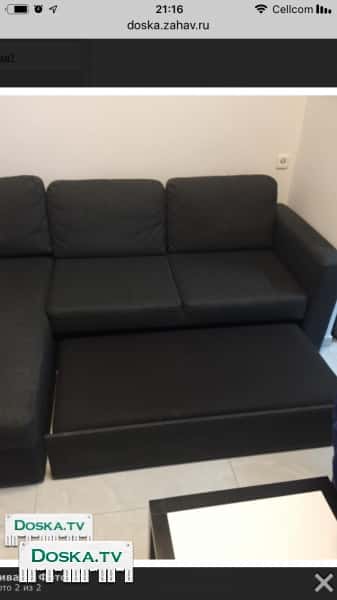 Диван тёмно-серого цвета угловой раздвижной 240#100 Почти новый в связи