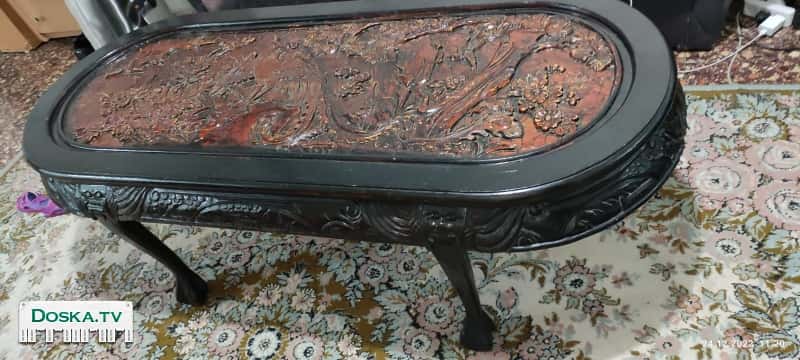 Стол из натурального дерева с ручной резьбой Длина 1м 50