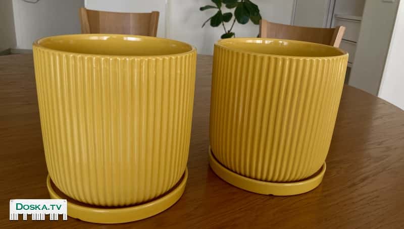 Керамические горшки для цветов, красивого желтого цвета. Диаметр 18см. Новые.
