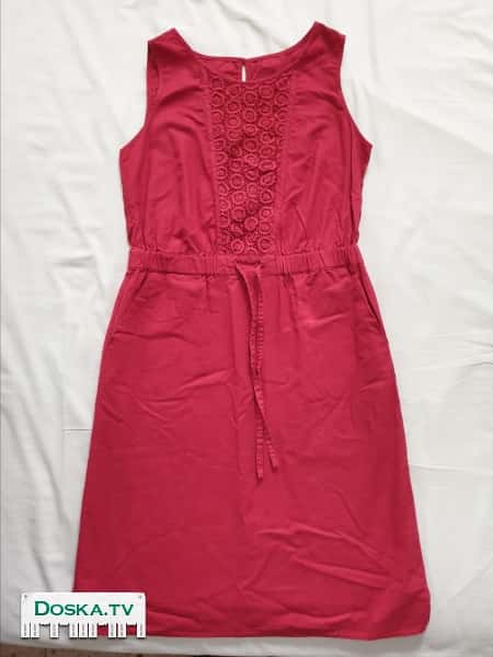 Летнее платье-футляр, без рукава, подол на подкладке, из натуральной ткани