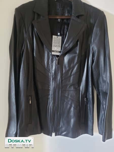 Чёрная женская кожаная куртка (натуральная мягкая кожа), 46-ой размер, новая,