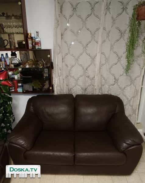 Итальянский диван двойка из натуральной кожи коричневого цвета (100% кожа